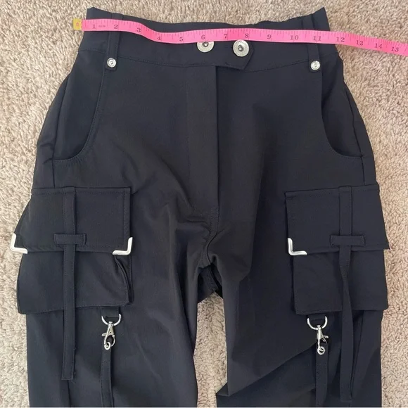 Maniere De Voir Black High-Rise Women’s Cargo Nylon Blend Utility Pants Size 6 - Picture 12 of 15